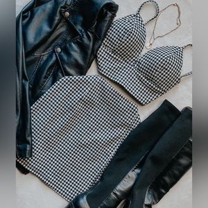 Black/white plaid 2-piece set